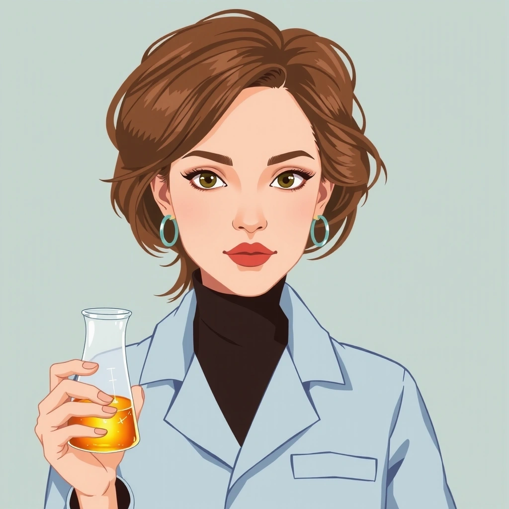 Illustrazione stilizzata di una scienziata italiana